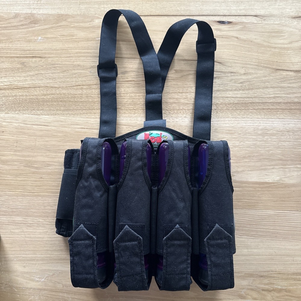 Redz Dimension Paintball Pod Harness Pack Belt, Multiple 4 Pod Sleeves, Blac